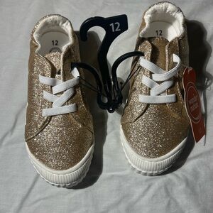 Wonder Nation Glittery Gold Kids Sneakers size 12 NWT